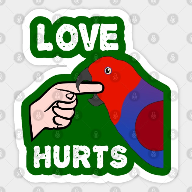 Love Hurts Eclectus Female Parrot Biting Sticker by Einstein Parrot